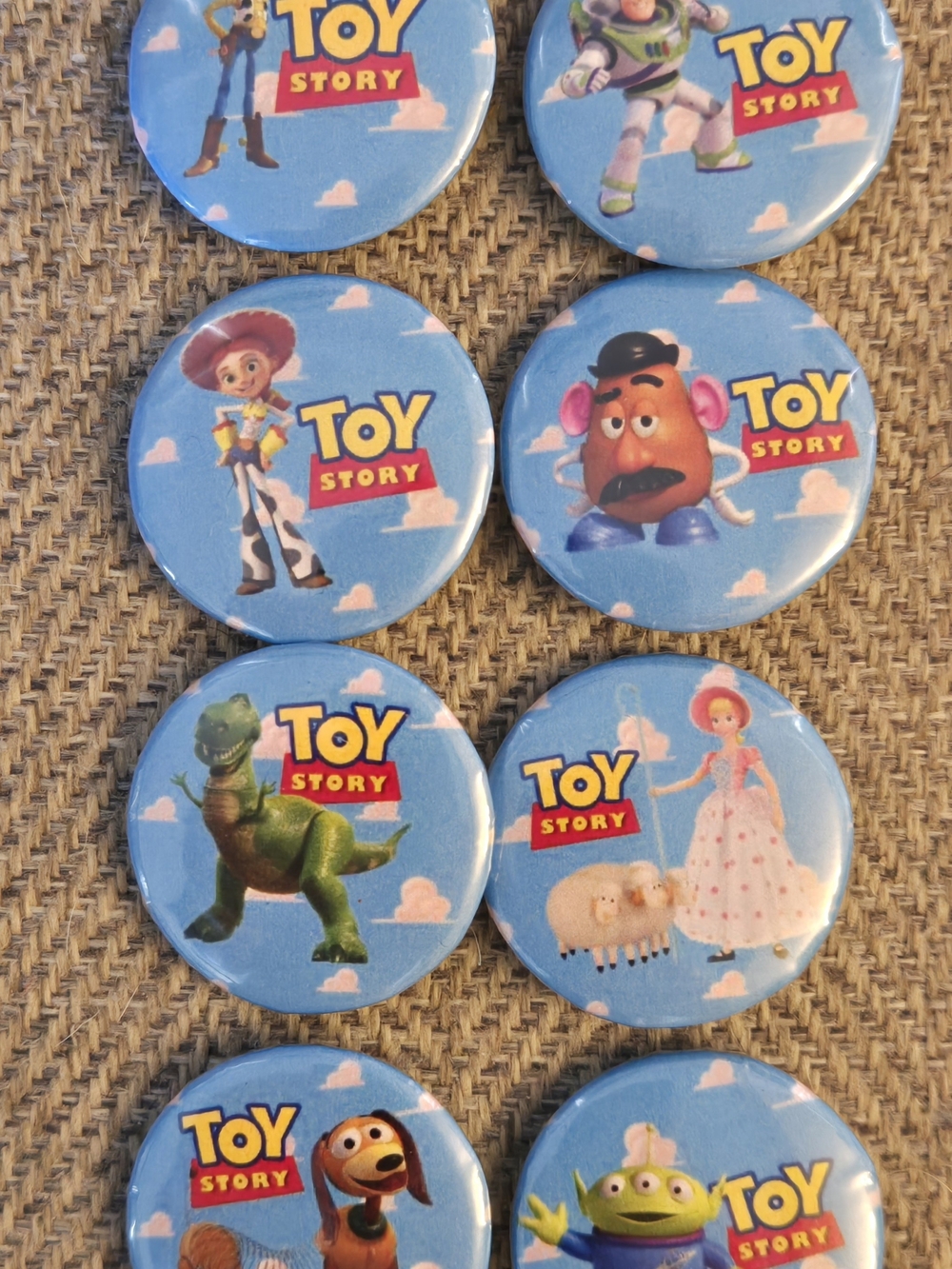 Toy Story Character 1 inch Mini Button Pin Set -lot of 8